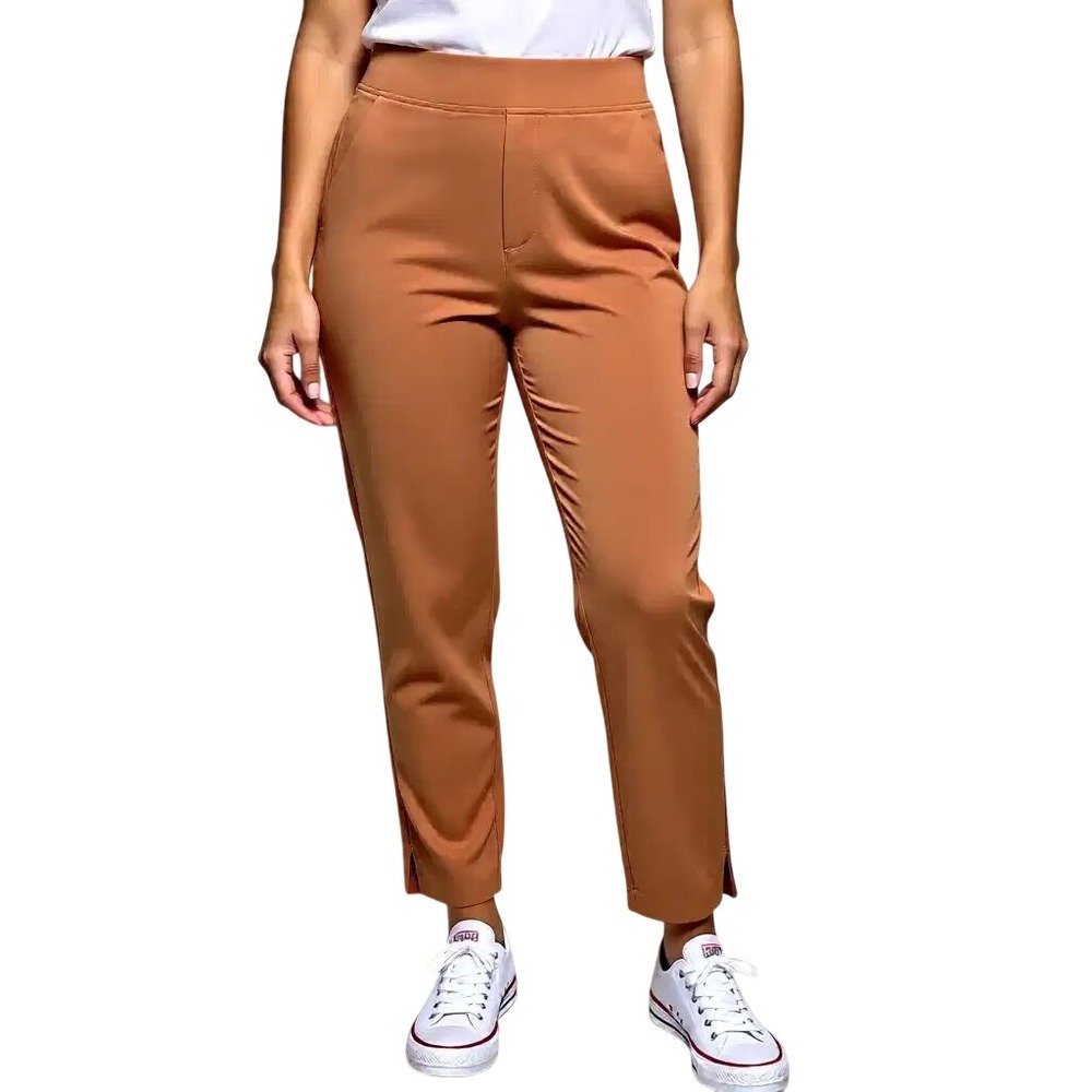 Athleta Women's Orange Athletic Pants‎  Side Stripe Split Hem Size 8